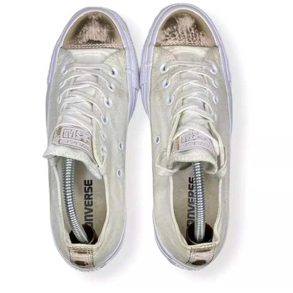 Converse All Star Low Women's Size 6 White + Distressed Rose Gold Sneakers Shoes - Picture 6 of 10